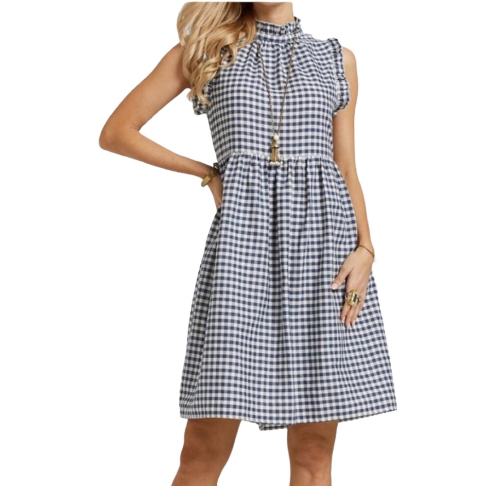 Suzanne Betro Gingham Babydoll Dress, NWOT